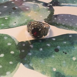 garnet sterling ring size 9